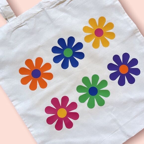 NWT Wool + Pepper Co. Retro Flowers Eco-Friendly Reusable Tote Bag - Picture 2 of 2